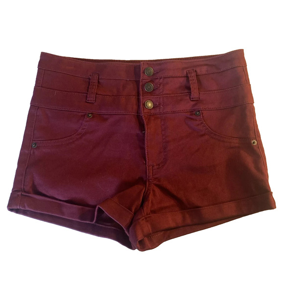 Mossimo Shorts Size 8/29 Maroon Red Wine High Rise Stretch Women's 30x2 - Picture 1 of 5